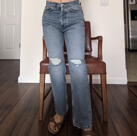 High Waisted Stove Pipe Jeans
